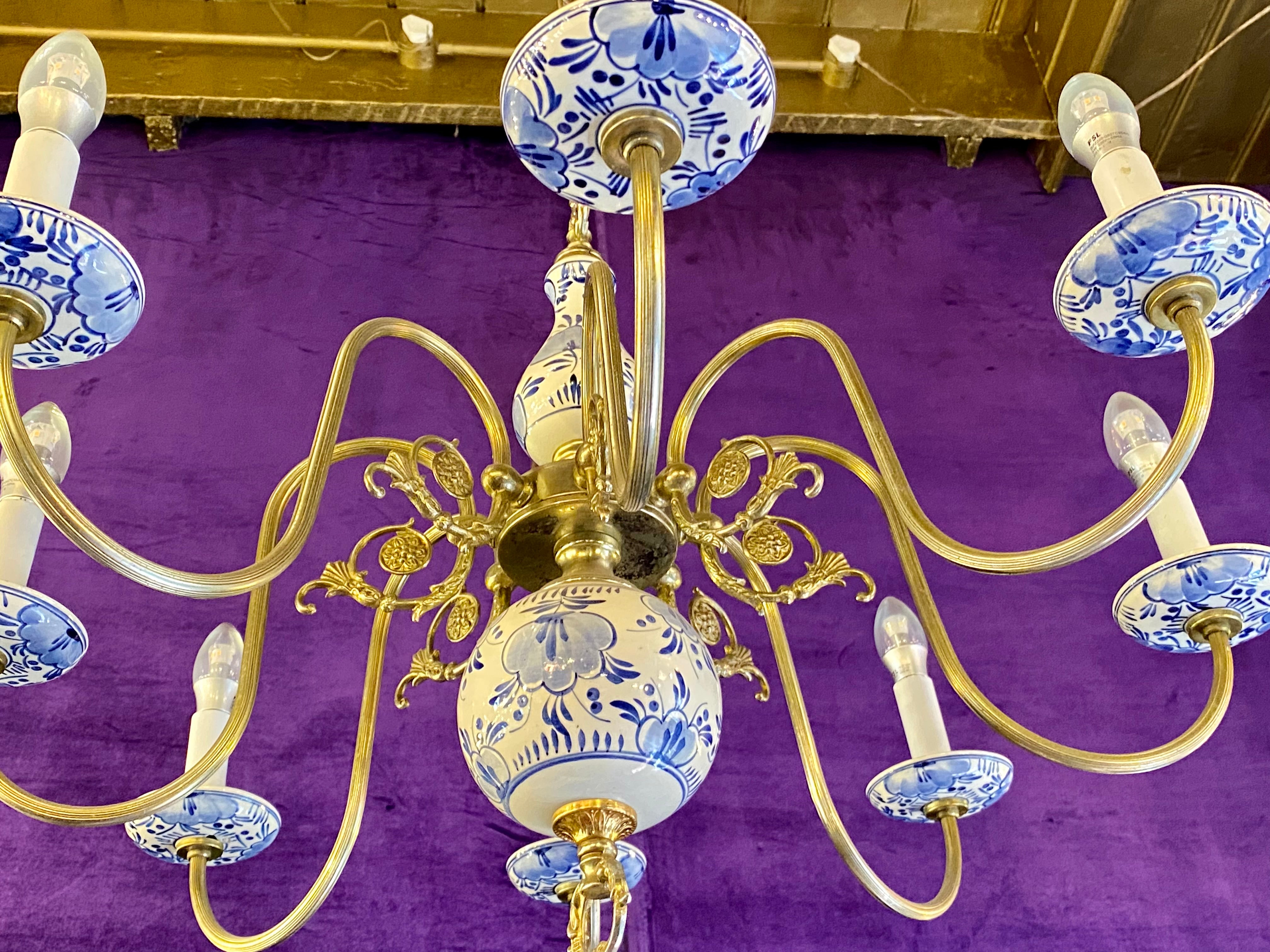 Unusual Antique Delft Porcelain Chandelier - SOLD