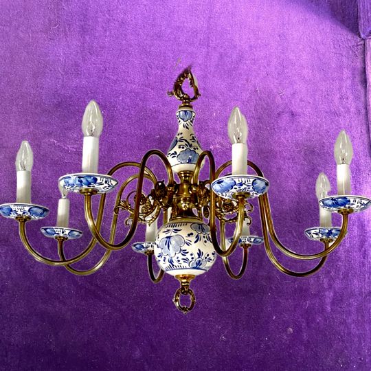 Antique Delft Porcelain Chandelier - SOLD