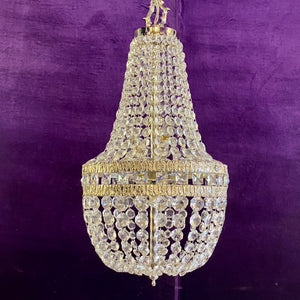 Nickel and Crystal Neoclassical Chandelier
