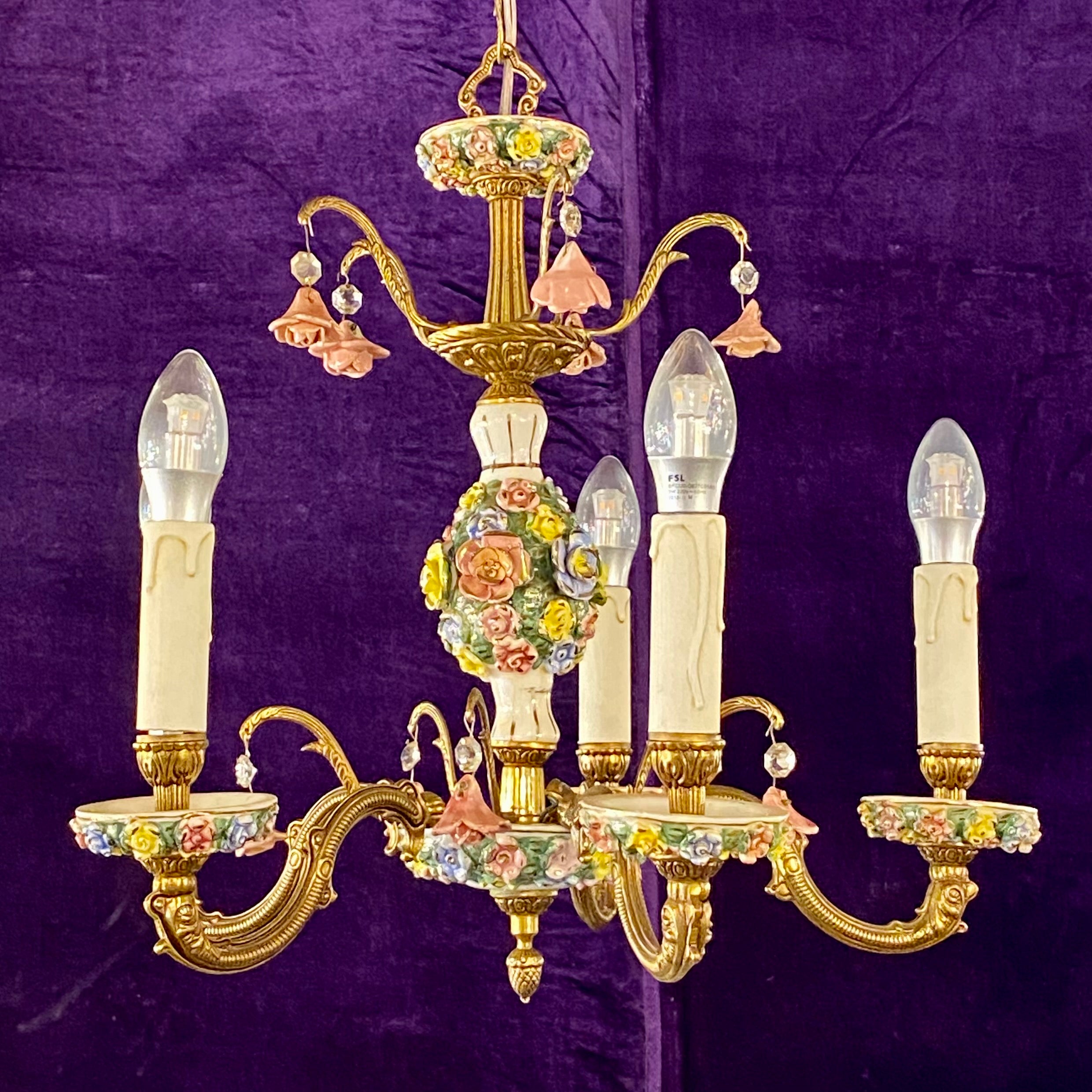 Unusual and Rare Vintage Capodimonte Chandelier - SOLD