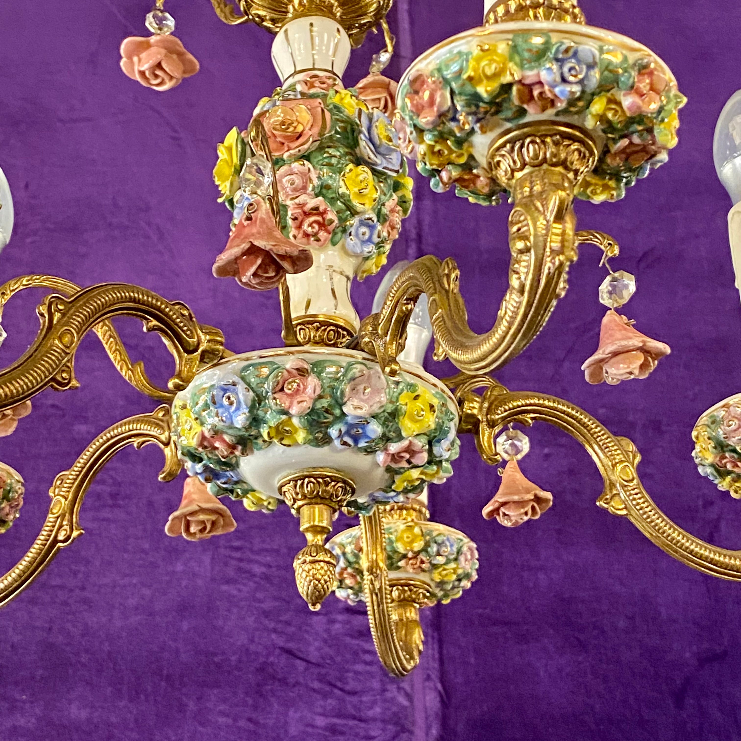 Unusual and Rare Vintage Capodimonte Chandelier - SOLD