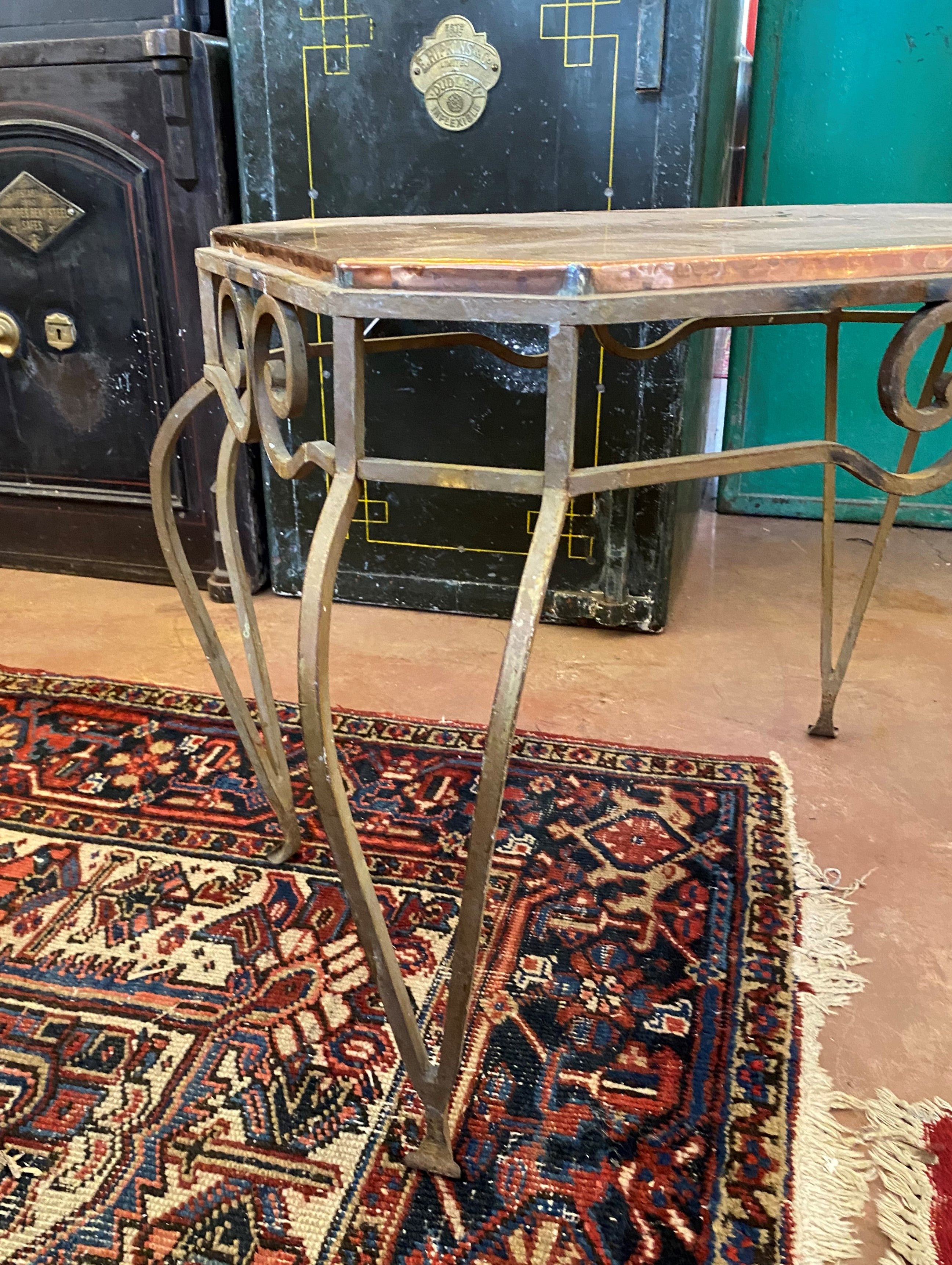 Copper and Wrought Iron Coffee Table