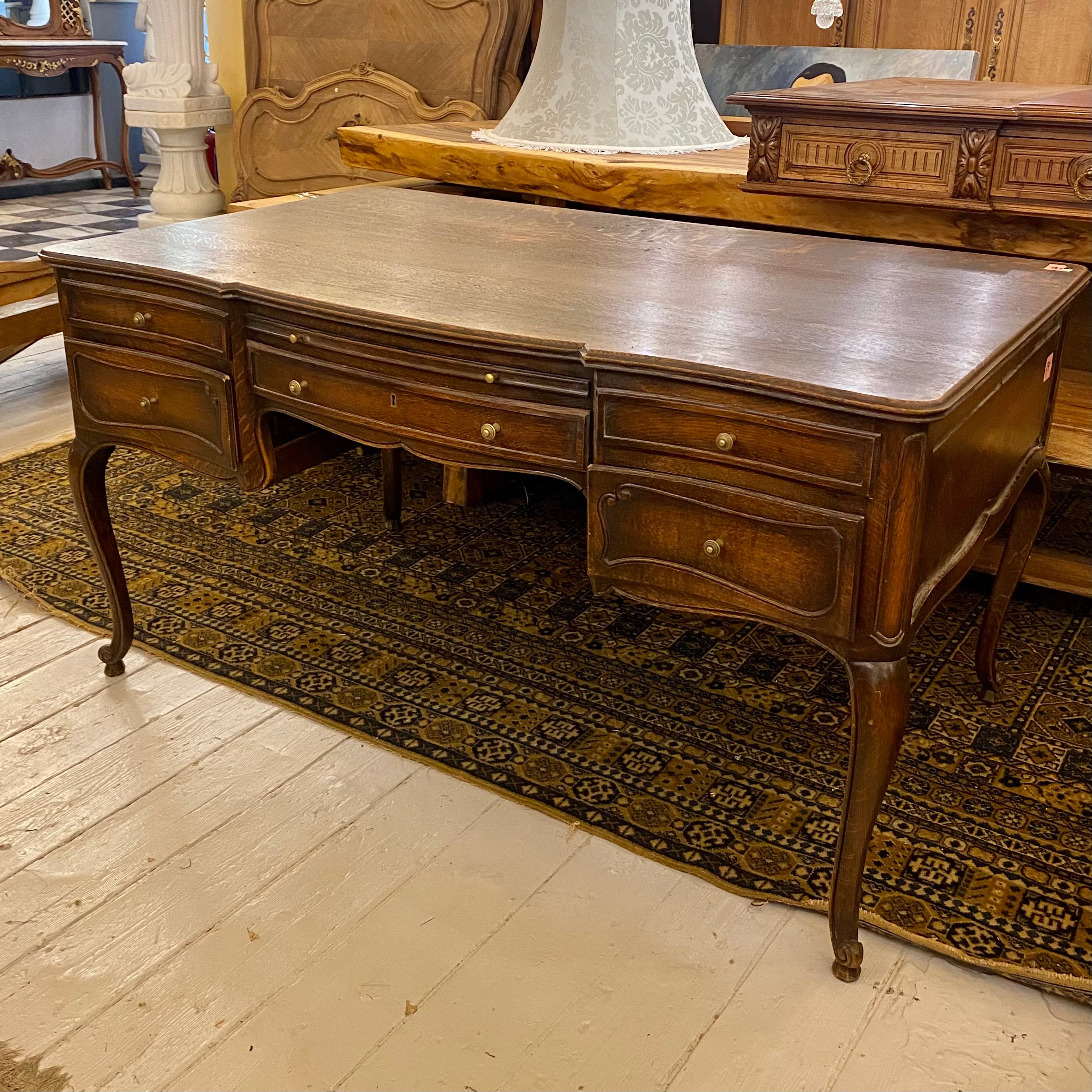 Antique French Oak Desk with Snails Feet - SOLD