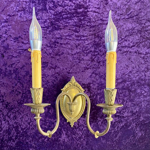Crystal and Brass Two armed Sconce