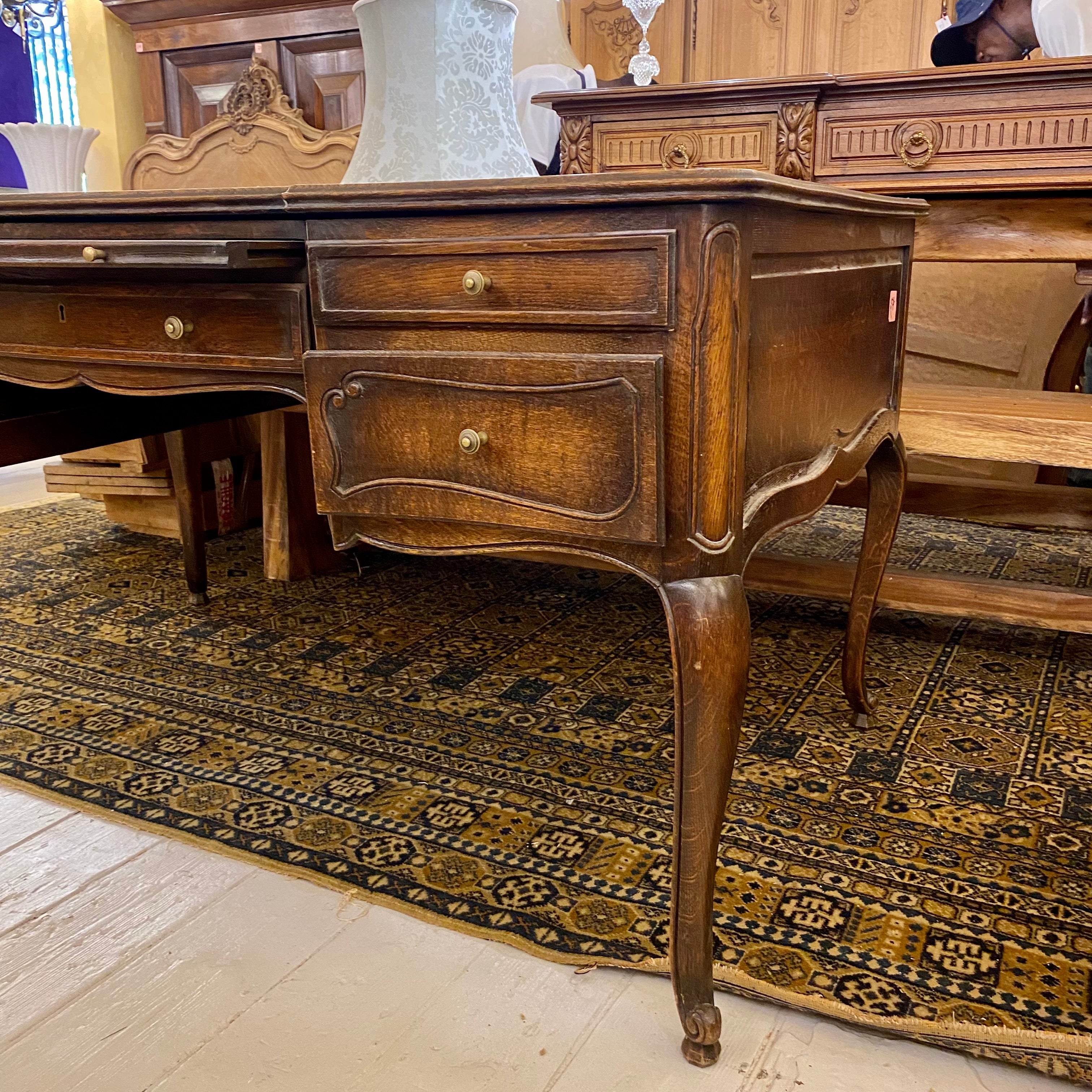 Antique French Oak Desk with Snails Feet - SOLD