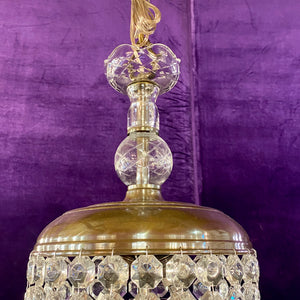 Delos Aged Brass & Crystal Basket Chandelier