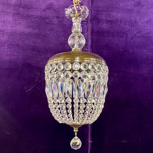 Delos Aged Brass & Crystal Basket Chandelier