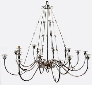 An Extremely Large Nickel Sixteen Arm Chandelier - SOLD