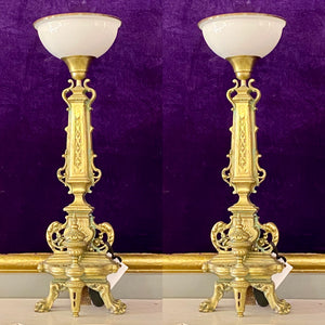 Pair of Antique Cast Brass Table Lamps - SOLD