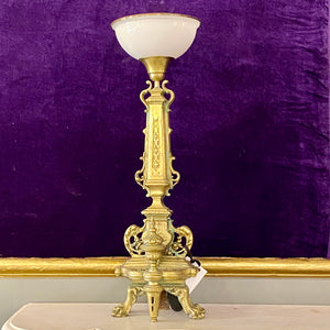 Pair of Antique Cast Brass Table Lamps - SOLD