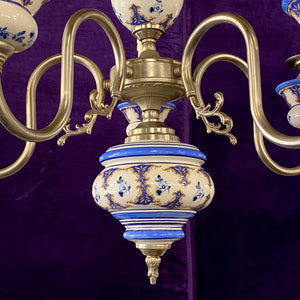 Elegant Hand Painted Delft Chandelier