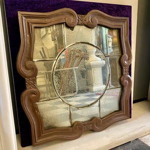 Panelled Aged Mirror with Wooden Frame - SOLD