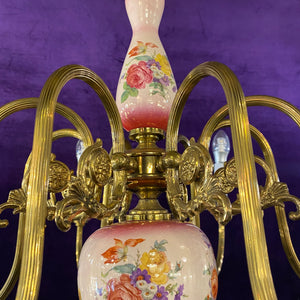 Large Dark Pink Delft Chandelier