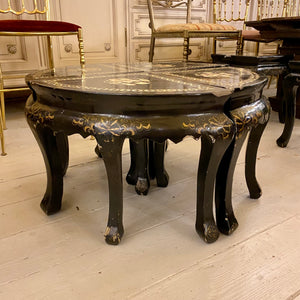 Precious Hand Painted Japanese Side Tables with Mother of Pearl Inlay - SOLD