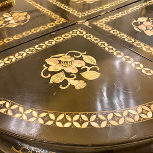 Precious Hand Painted Japanese Side Tables with Mother of Pearl Inlay - SOLD