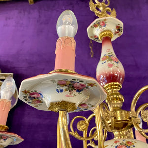 Pink and Red Delft Chandelier