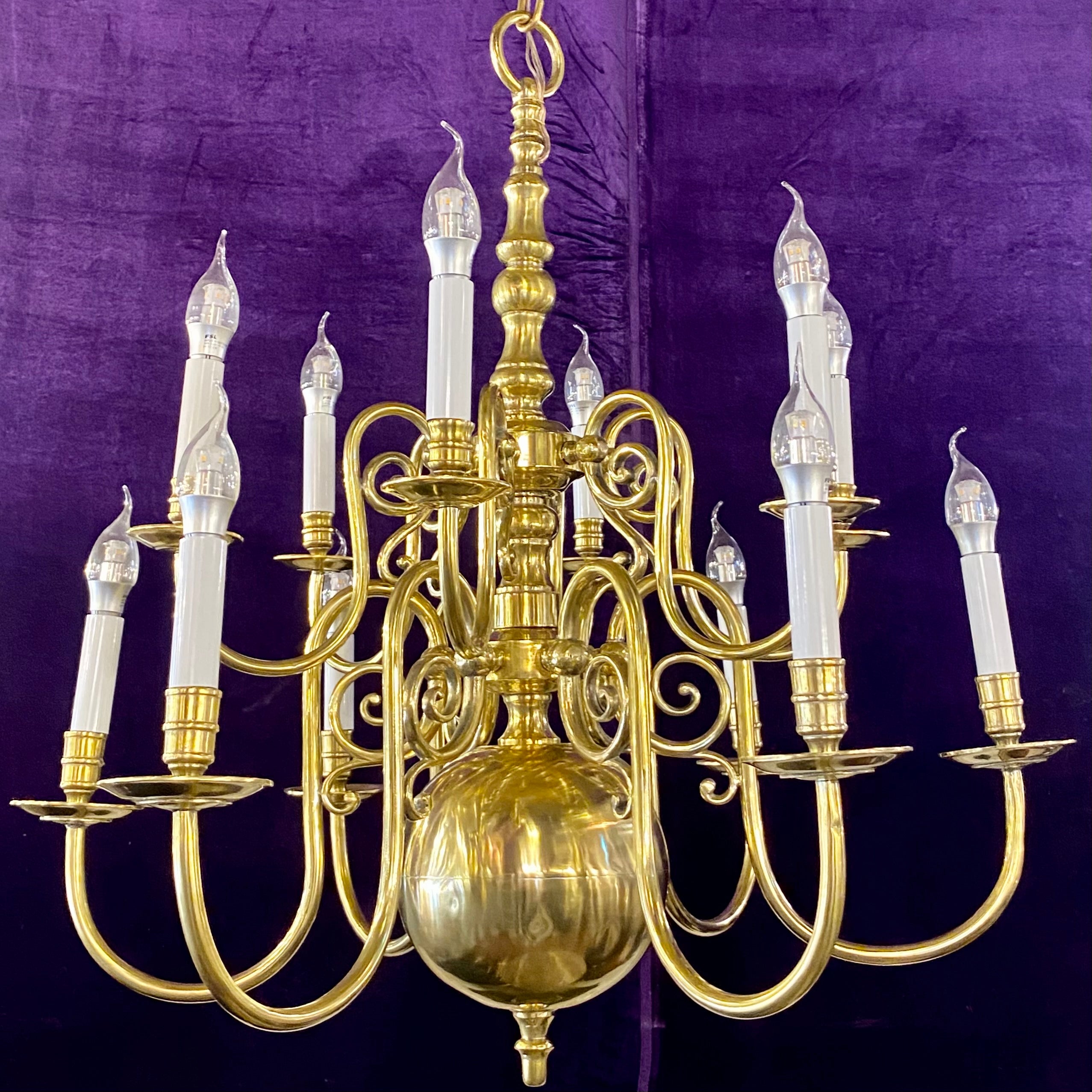 Classic Brass Double Tier Flemish Chandelier - SOLD