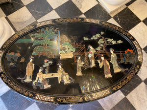 Japanese Hand Painted Coffee Table with Mother of Pearl Inlay - SOLD