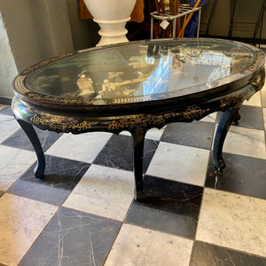 Japanese Hand Painted Coffee Table with Mother of Pearl Inlay - SOLD