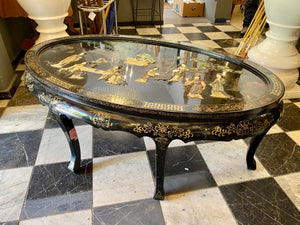 Japanese Hand Painted Coffee Table with Mother of Pearl Inlay - SOLD