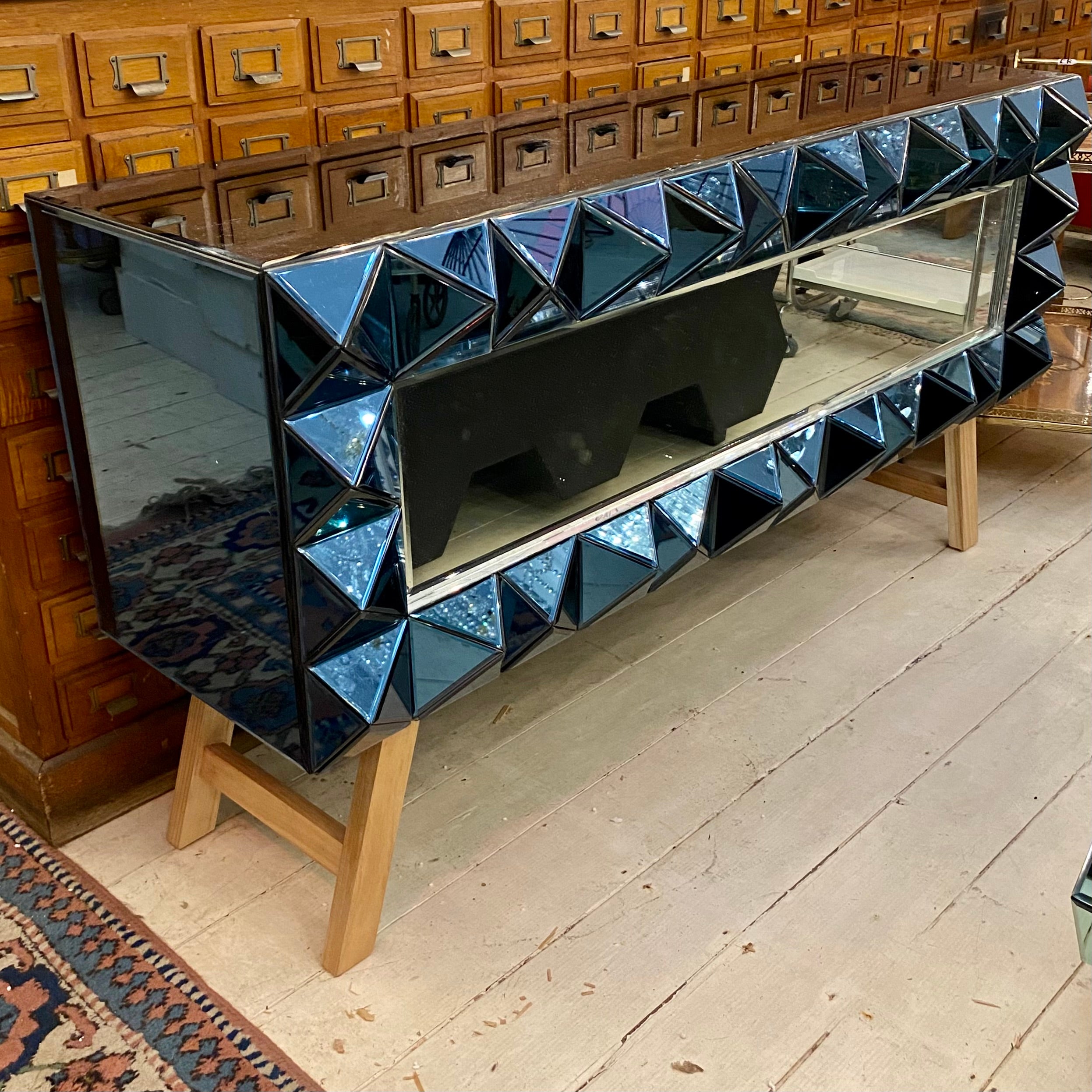 Denim Blue Mirrored Console - SOLD