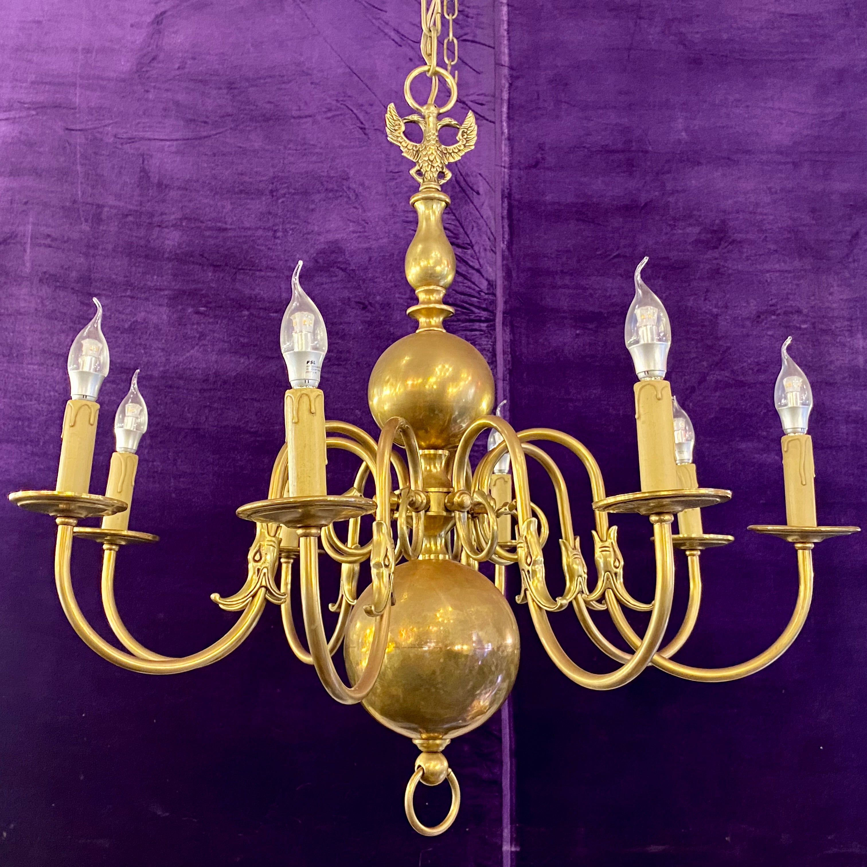 Antique Brass Flemish Chandelier - SOLD