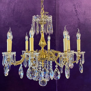 Antique French Chandelier with Large Crystals - SOLD