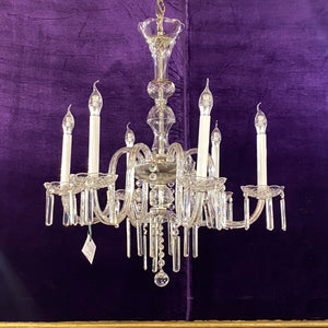 1920's Venetian Glass Chandelier with Original Crystals