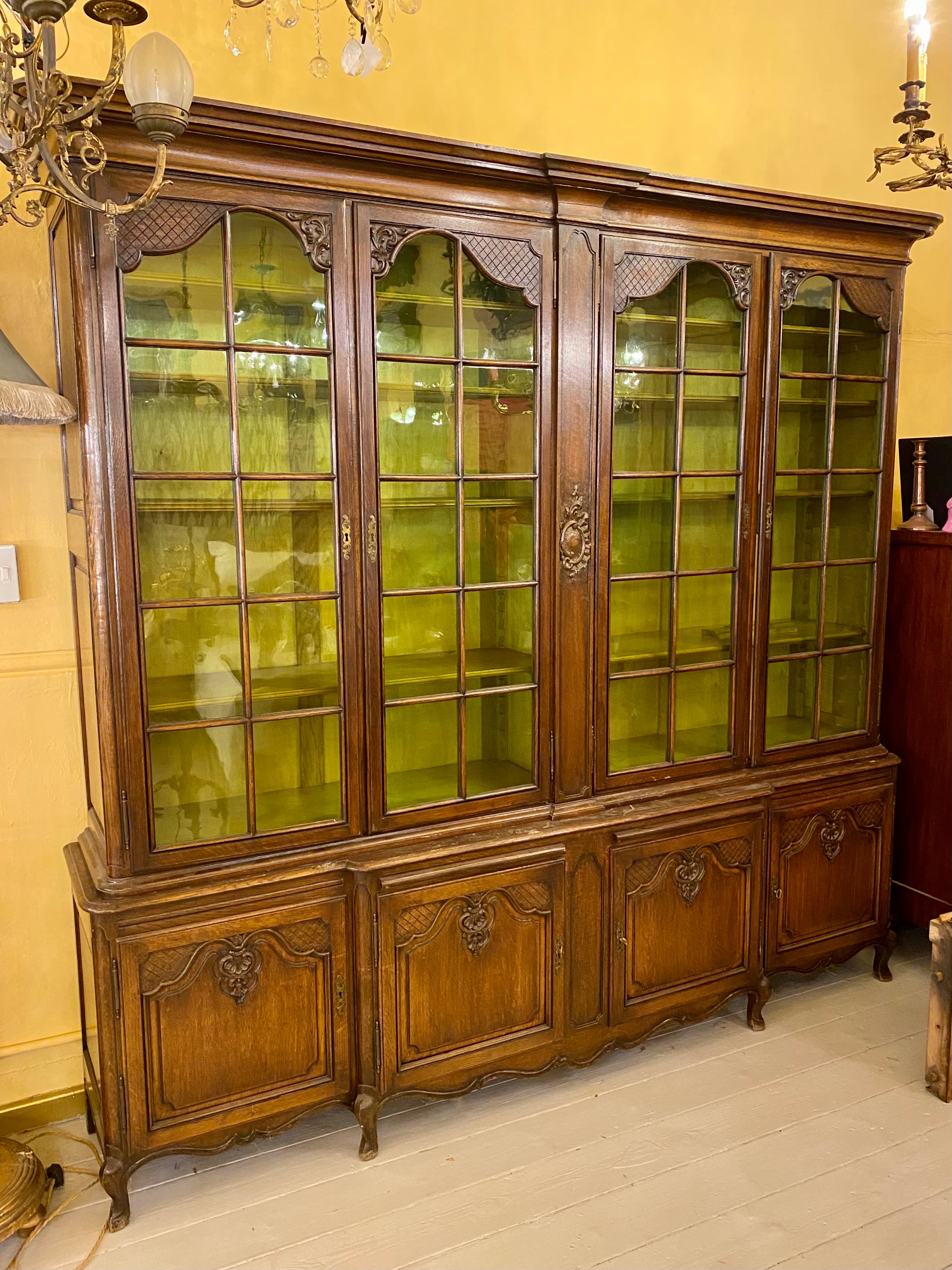 Antique French Oak Provencal Bookcase with Snails Feet - SOLD