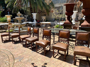 Beautiful Antique Leather and Oak Dining Chairs