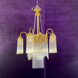 Elegant Brass Empire Style Chandelier - SOLD