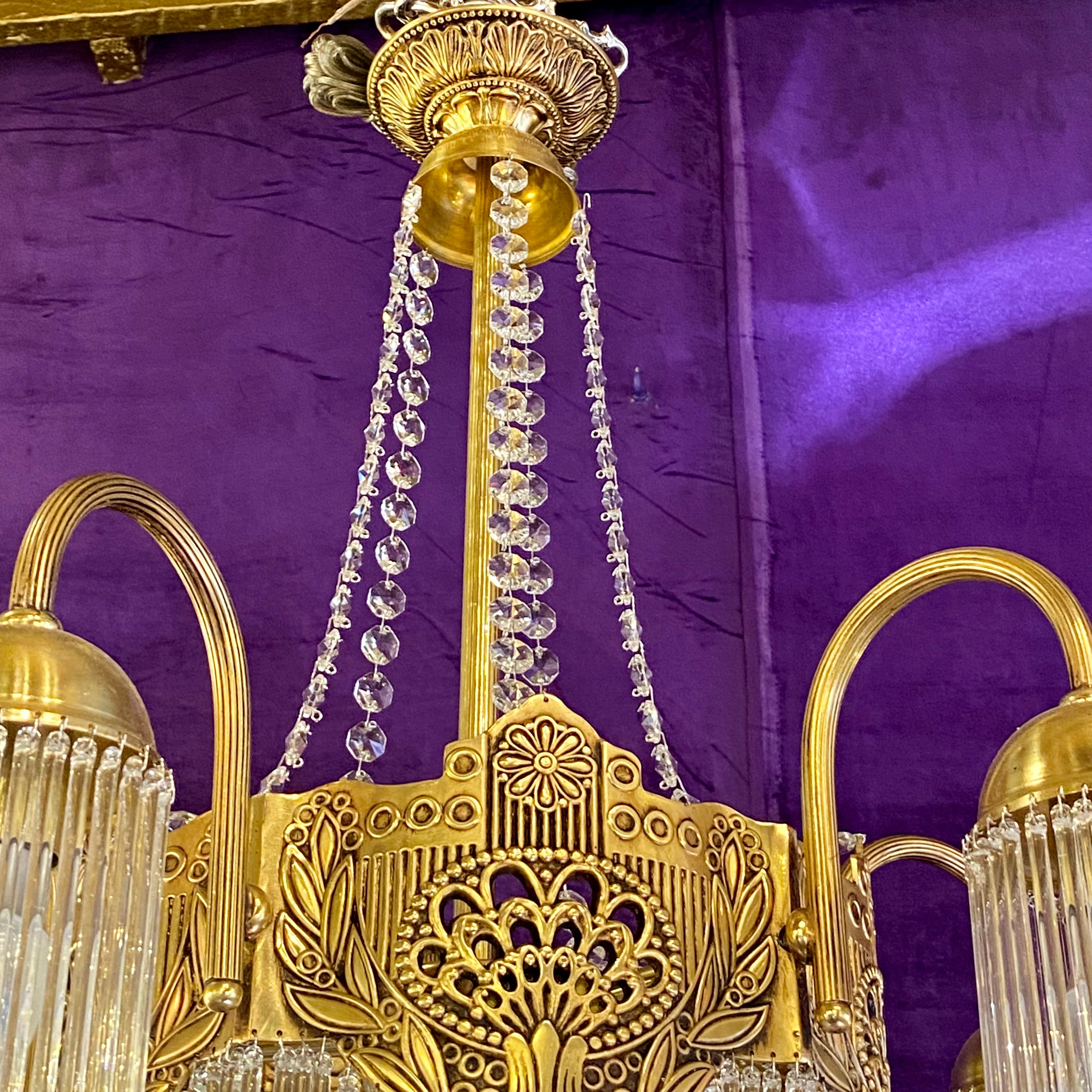 Elegant Brass Empire Style Chandelier - SOLD