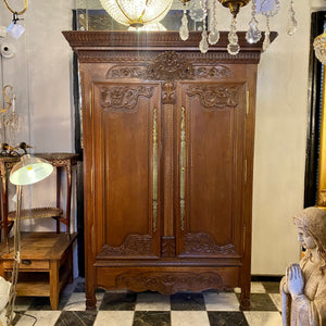 A 19th Century French Oak Wedding Armoire with Impressive Brass Escutcheons - SOLD