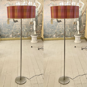 Pair of Vintage Chrome Standing Lamps with Funky Shades - SOLD