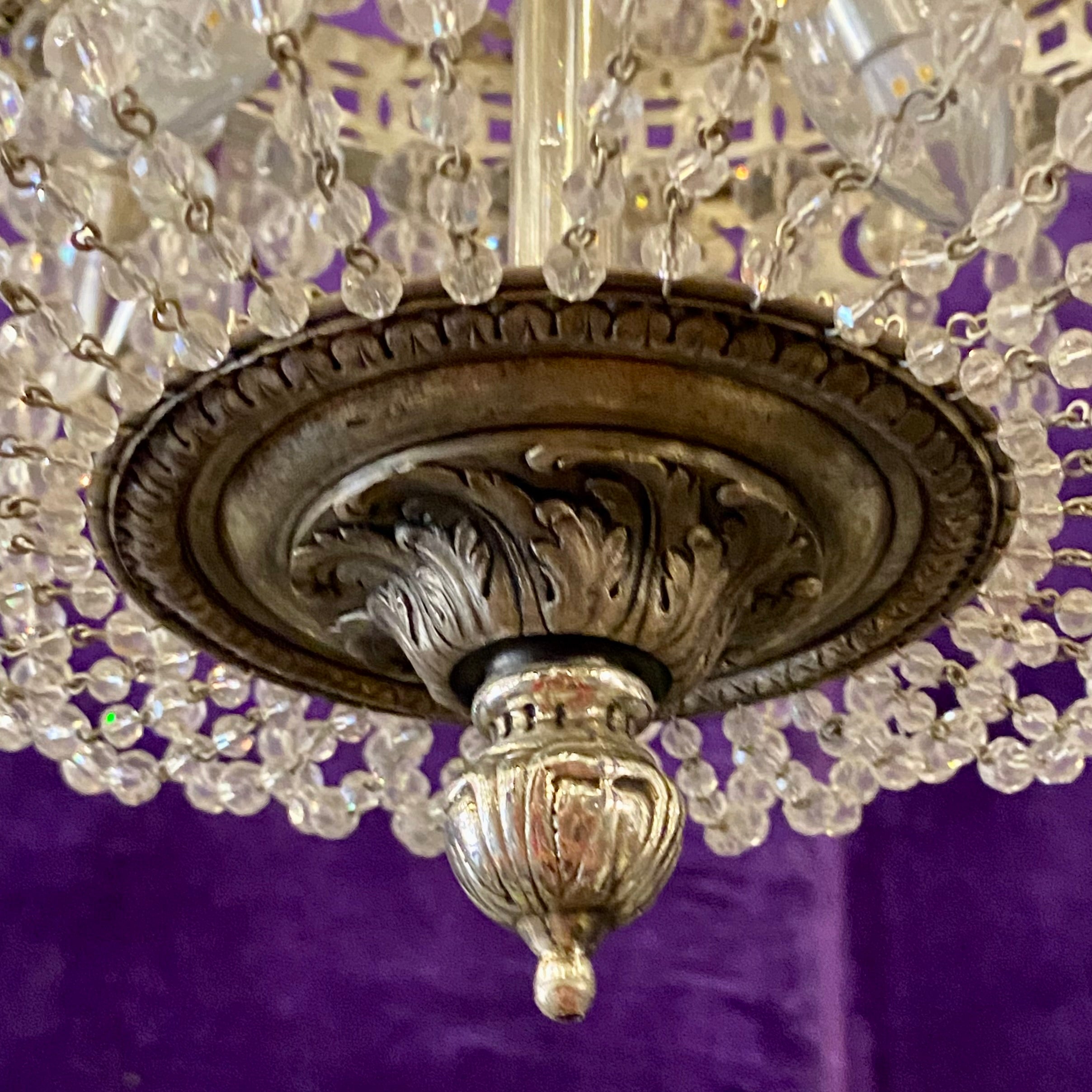 Nickel Plated Crystal Neoclassical Chandelier