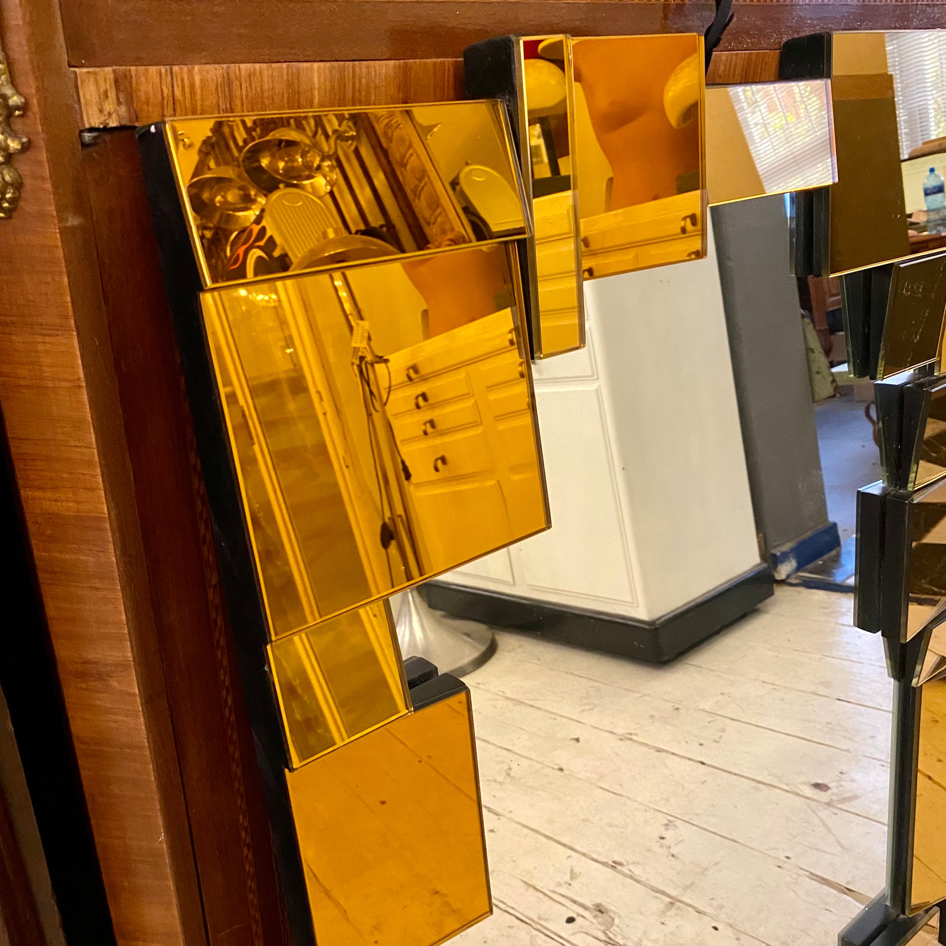 Contemporary Mirror with Amber Frame