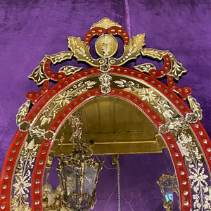 Red Venetian Style Mirror