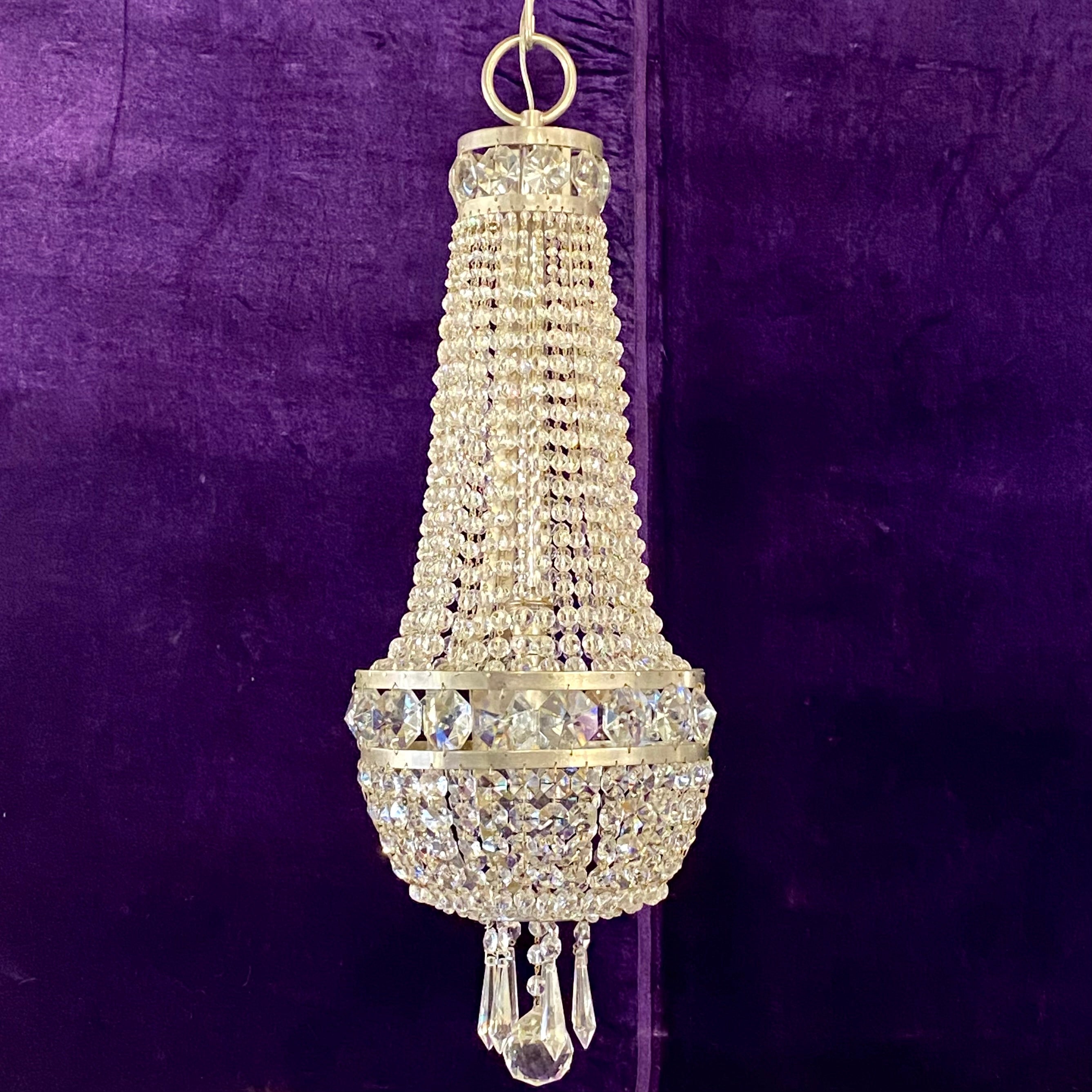 Nickel and Crystal Neoclassical Chandelier - SOLD