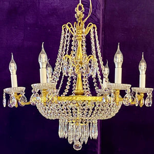 1930's Italian Gilt Metal and Crystal Neoclassical Chandelier - SOLD