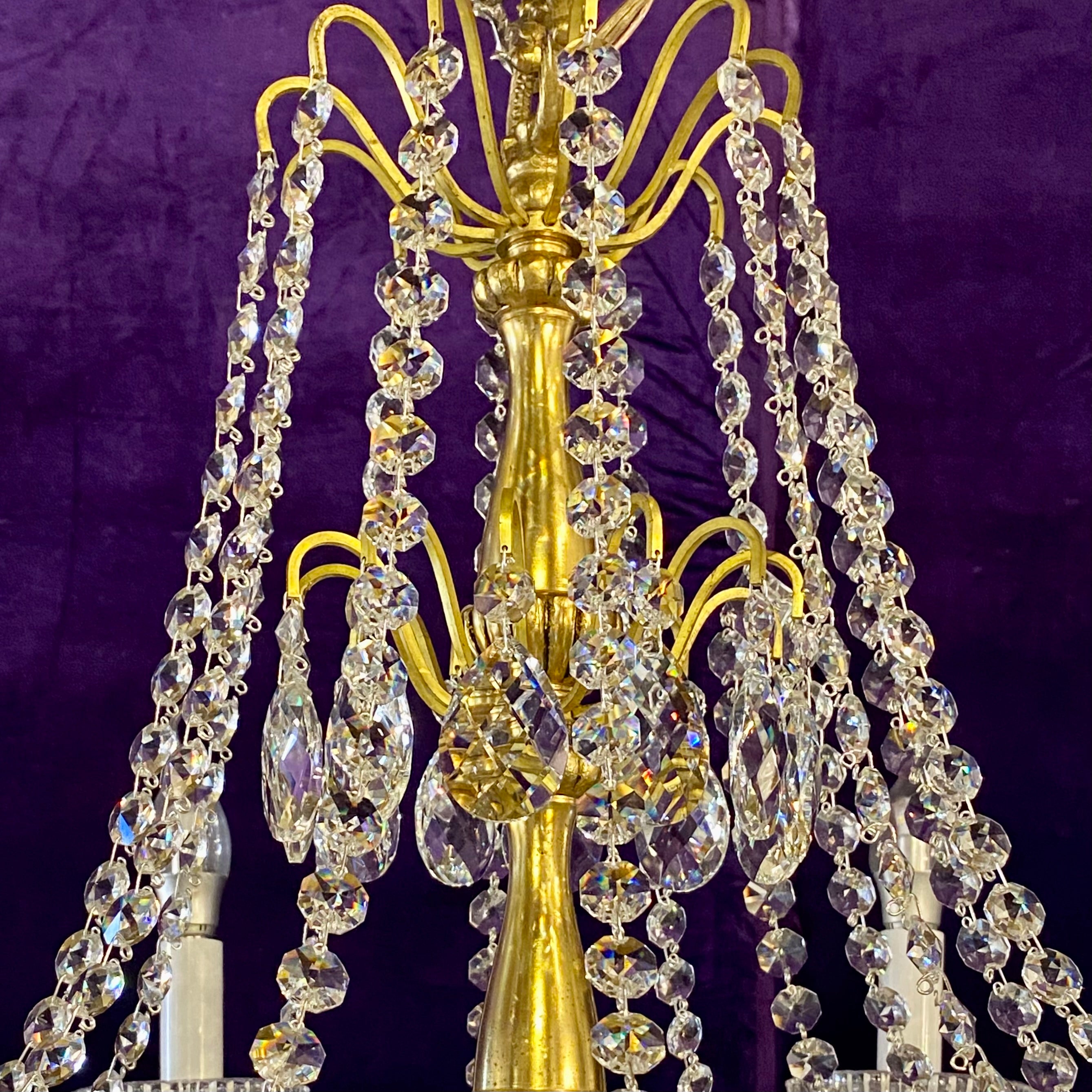 1930's Italian Gilt Metal and Crystal Neoclassical Chandelier - SOLD