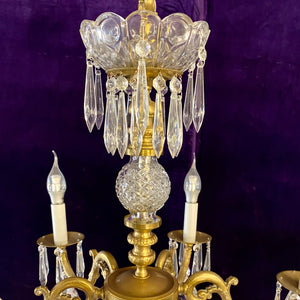 Antique French Chandelier with Delicate Glass Neck - SOLD