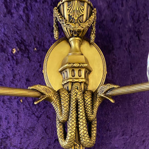 Polished Brass Wall Sconce with Serpent Details - SOLD