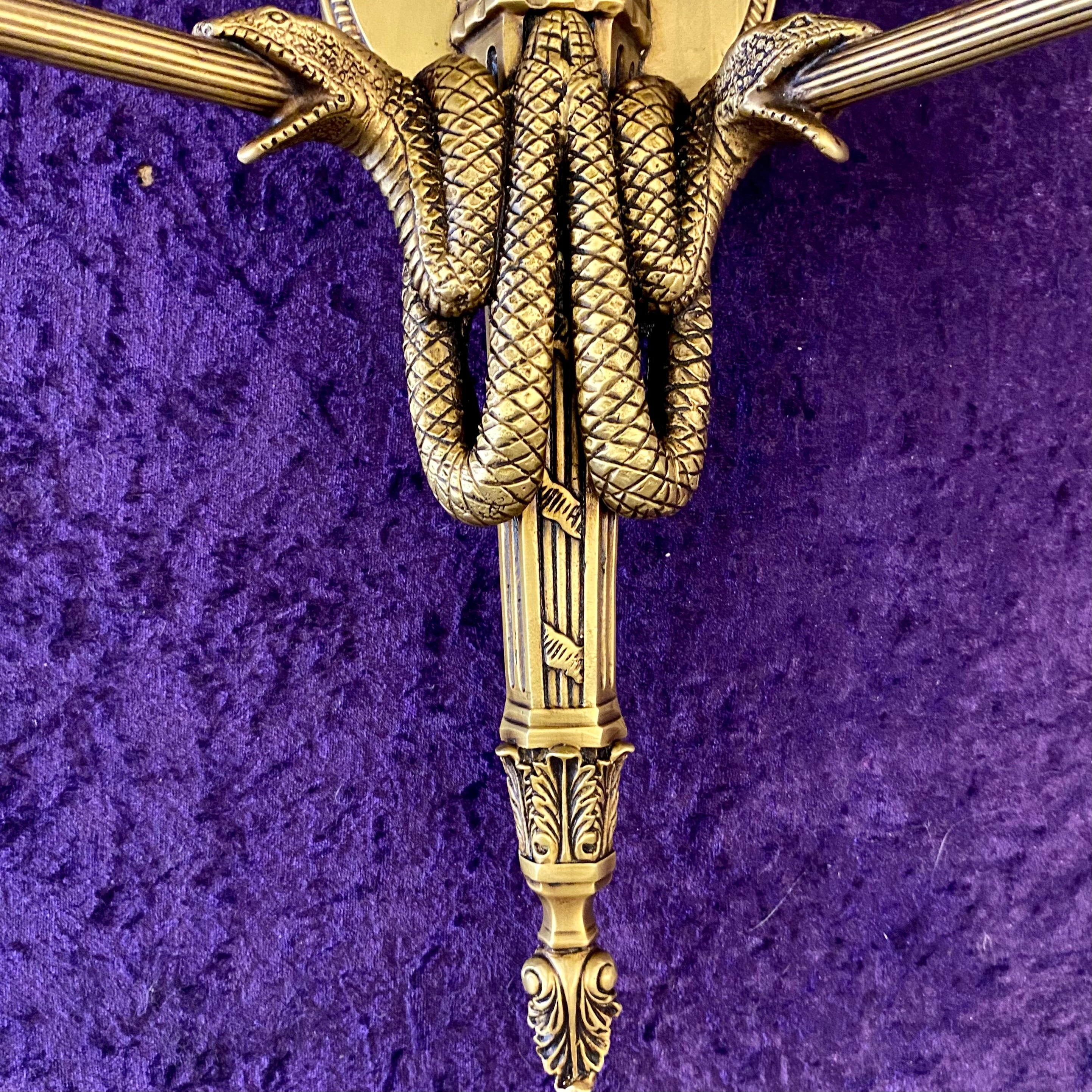 Polished Brass Wall Sconce with Serpent Details - SOLD