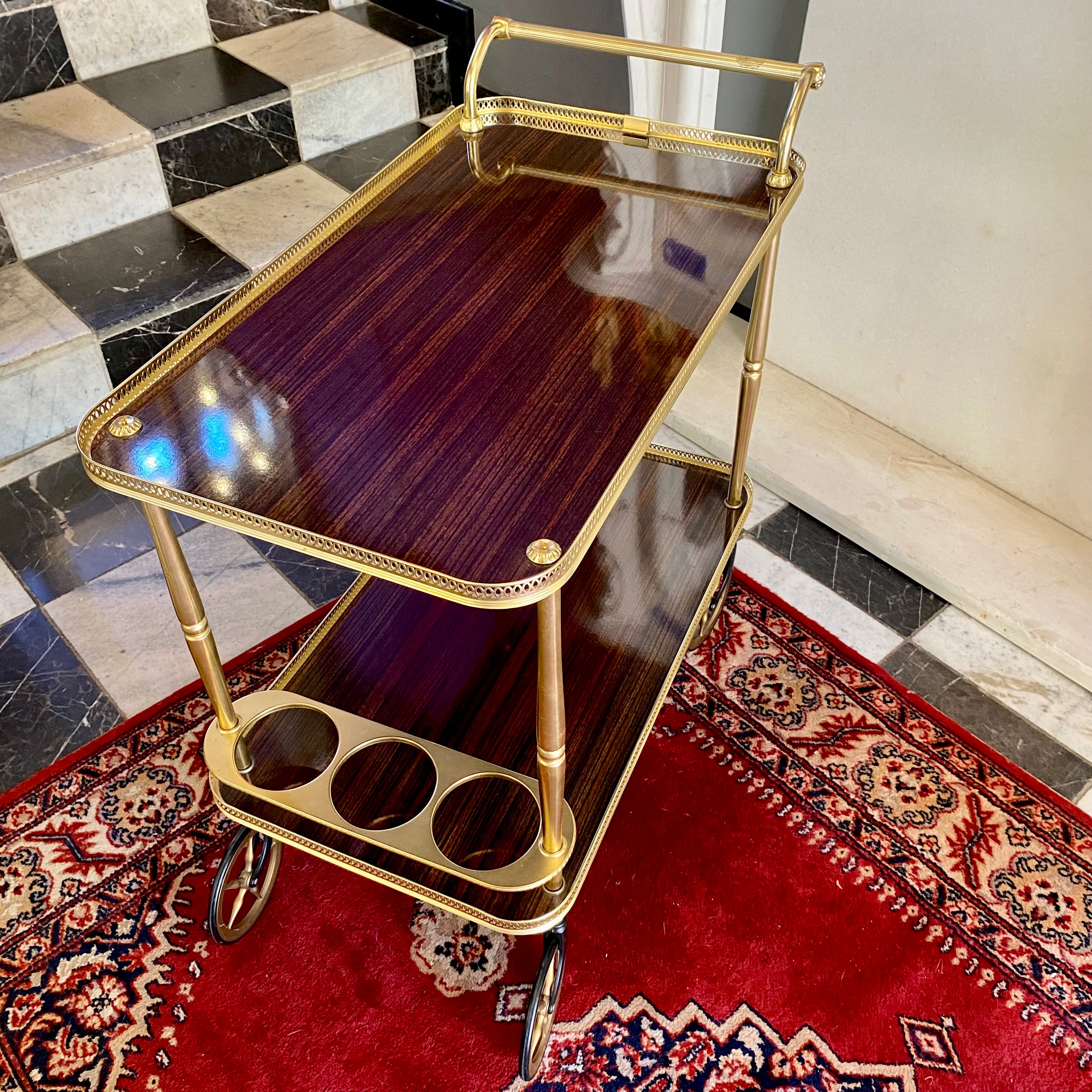 Vintage Drinks Trolley with Gilt Metal Details - SOLD