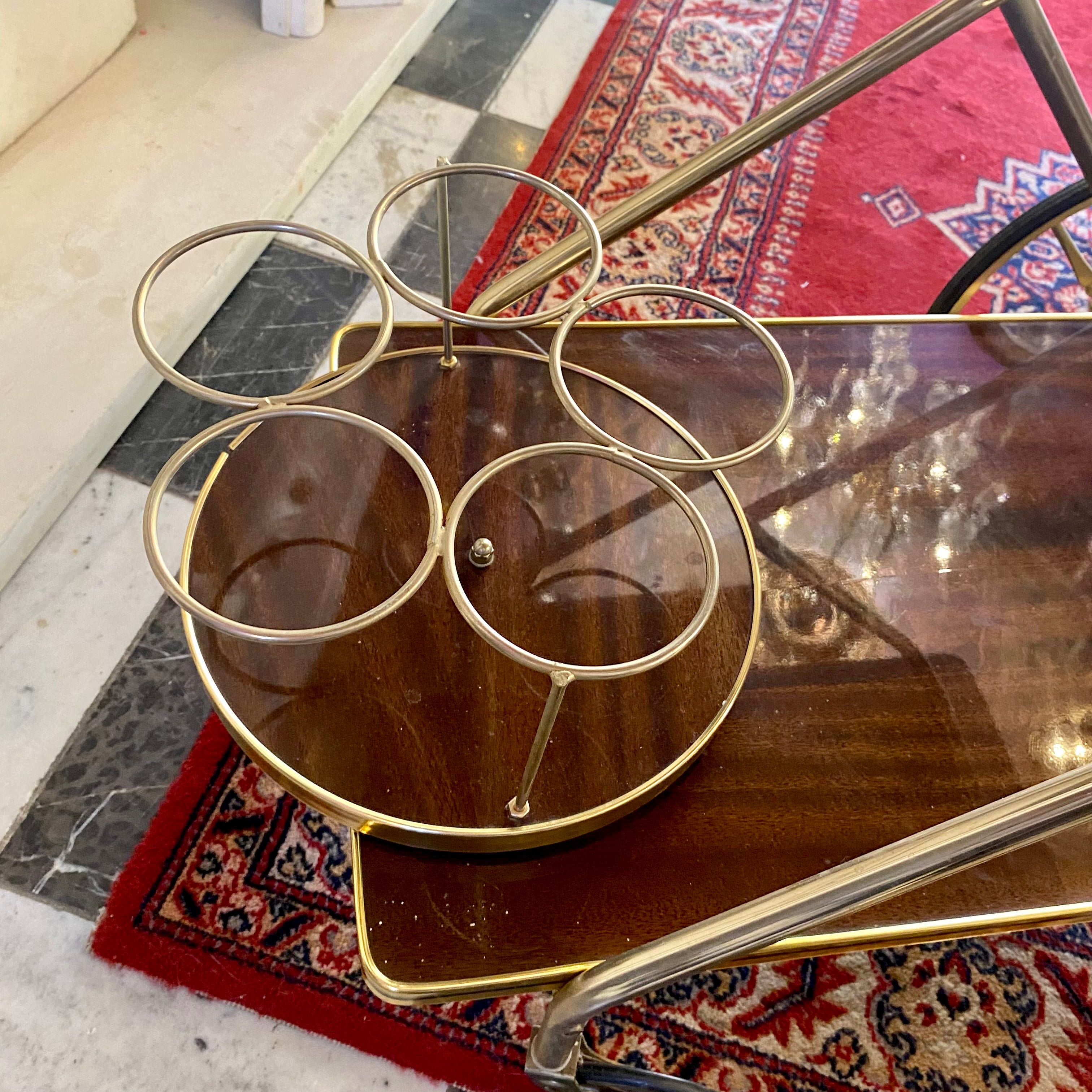 Vintage Wood and Brass Drinks Trolley - SOLD