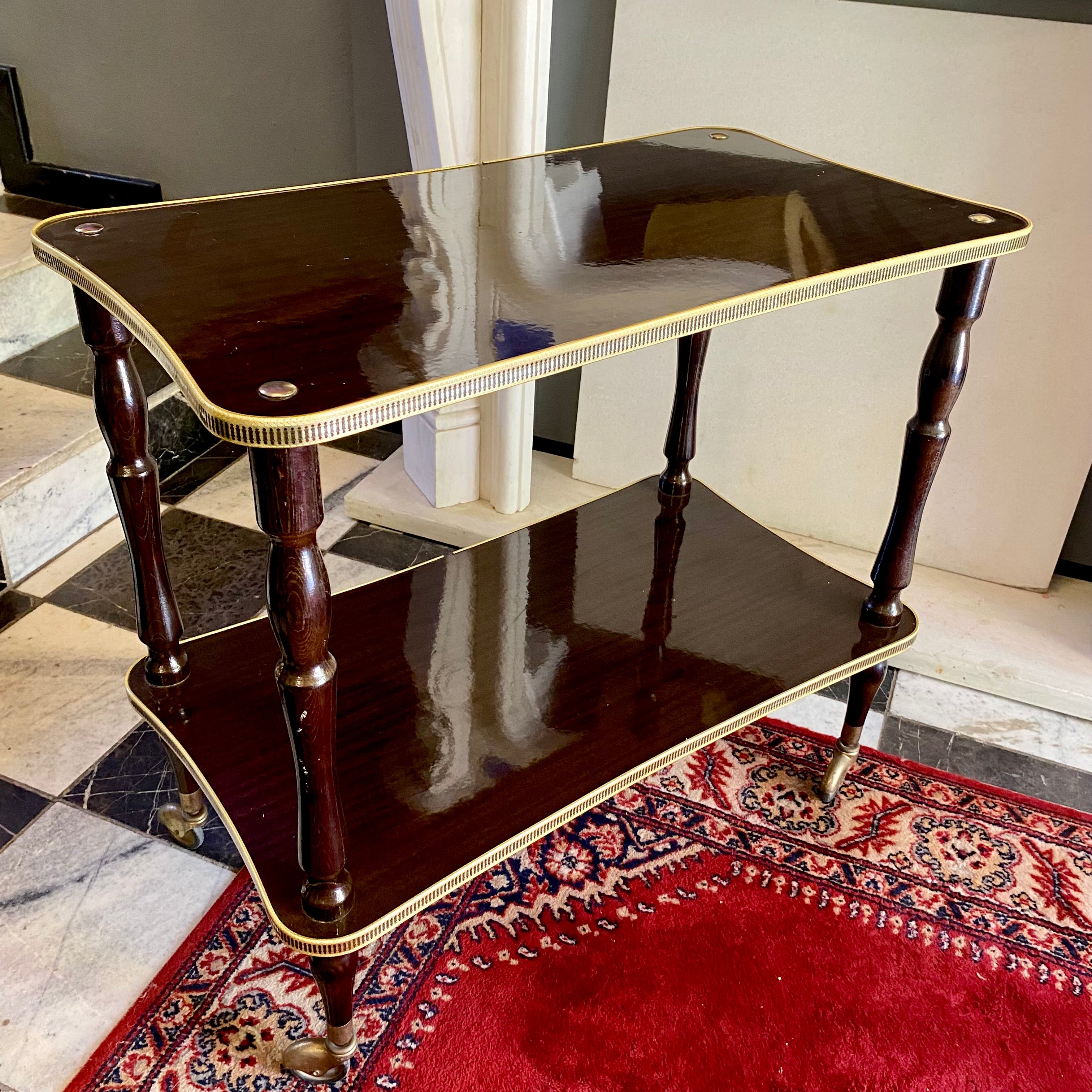 Large Vintage Drinks Trolley with Gilt Metal Frame - SOLD