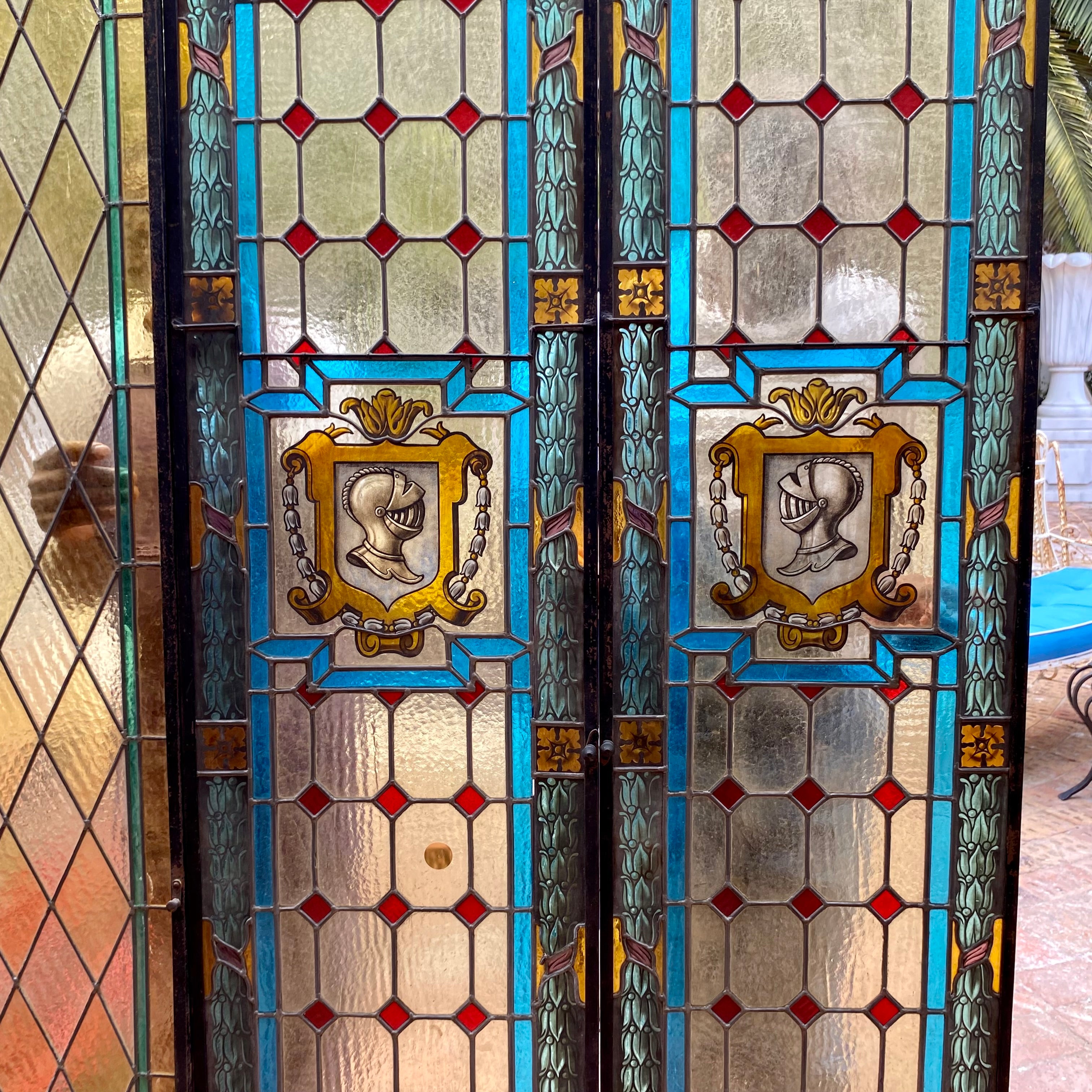 Beautiful Pair of Stained Glass Door Panels with Fanlight - SOLD