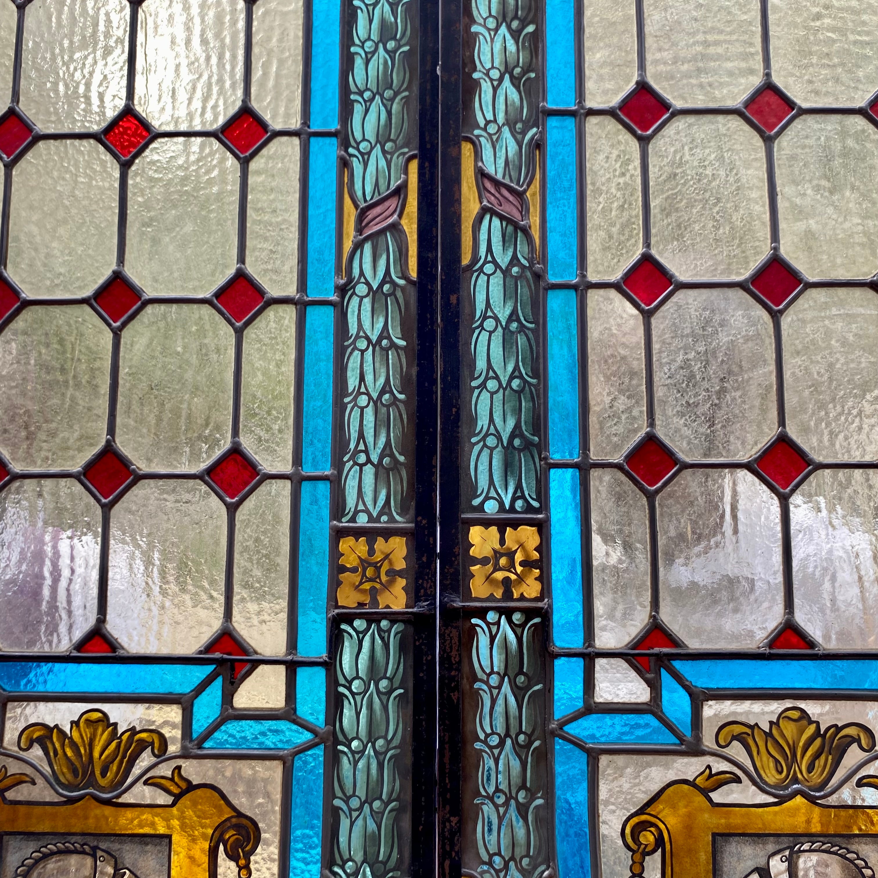 Beautiful Pair of Stained Glass Door Panels with Fanlight - SOLD