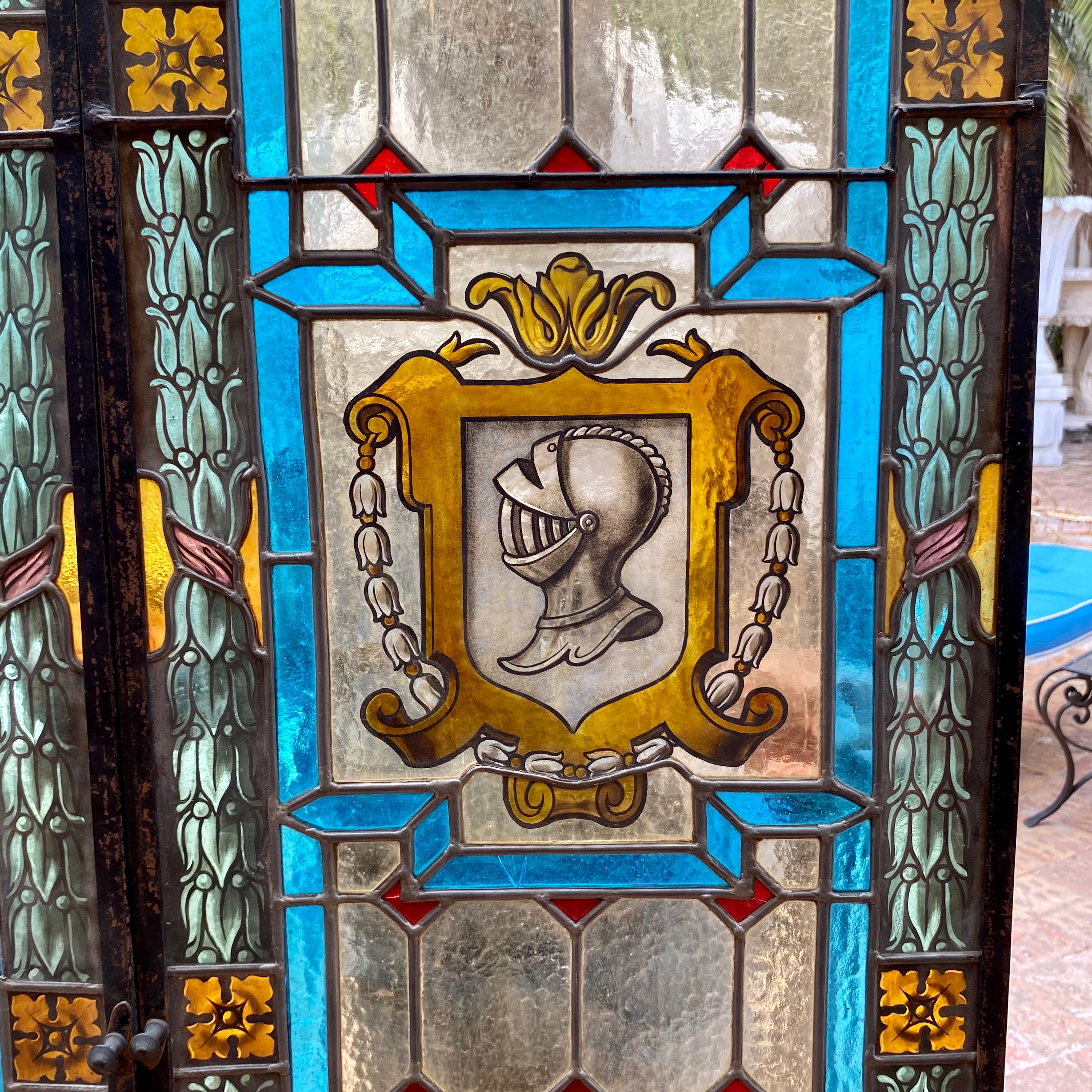 Beautiful Pair of Stained Glass Door Panels with Fanlight - SOLD