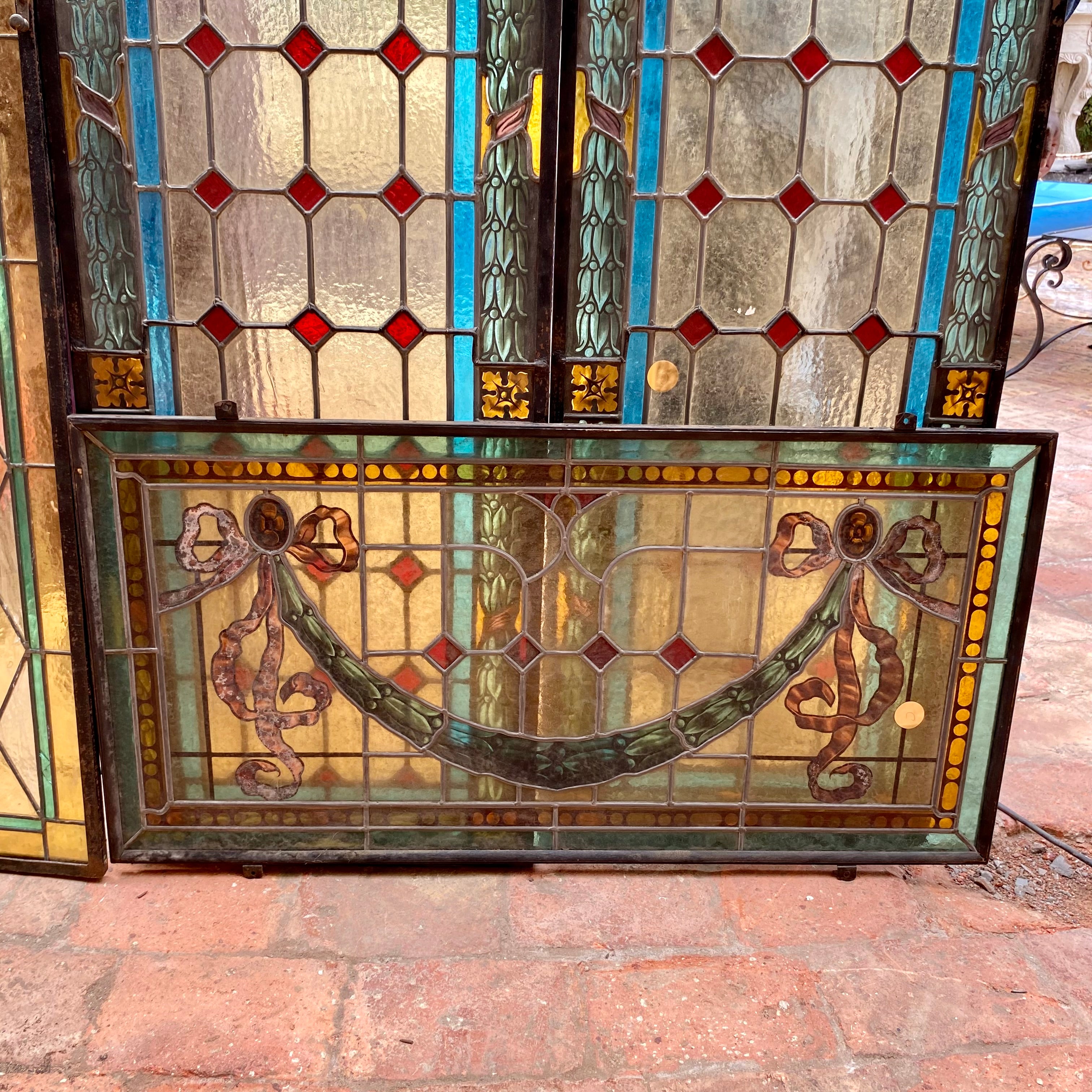 Beautiful Pair of Stained Glass Door Panels with Fanlight - SOLD